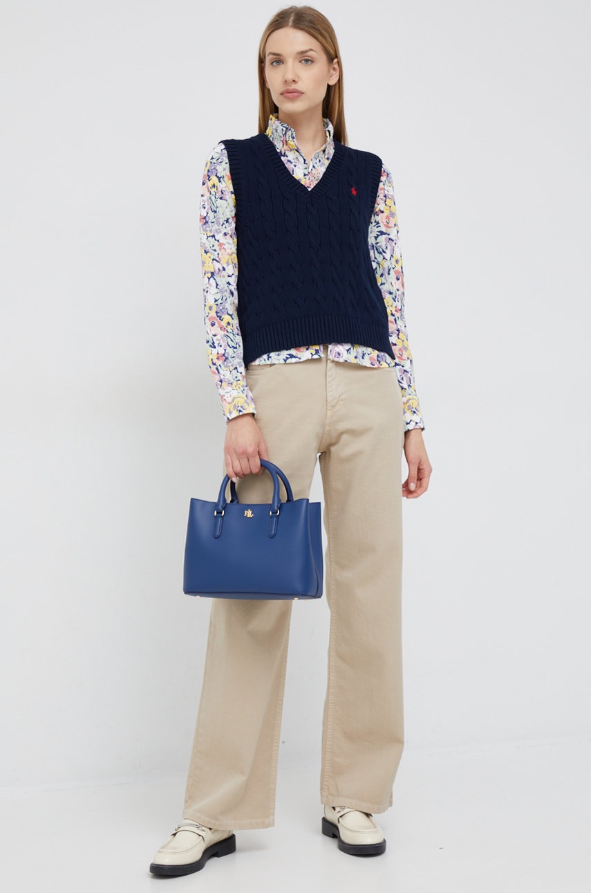 

Хлопковая рубашка Polo Ralph Lauren женская regular классический воротник