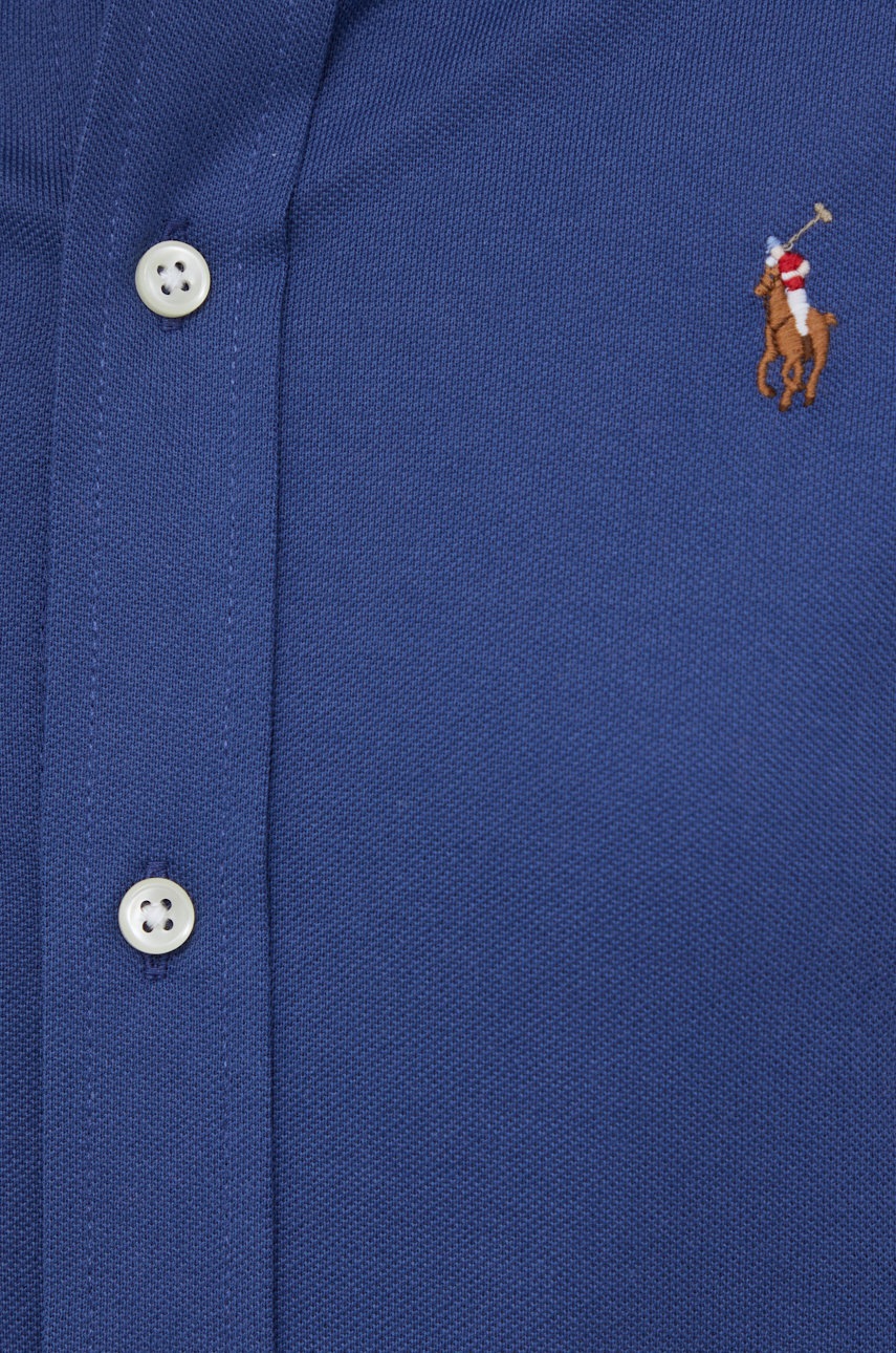

Хлопковая рубашка Polo Ralph Lauren женская цвет синий slim классический воротник