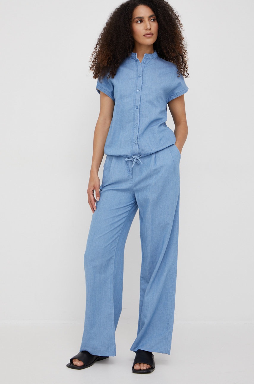 

Рубашка с примесью льна Marc O'Polo Denim женская relaxed со стойкой