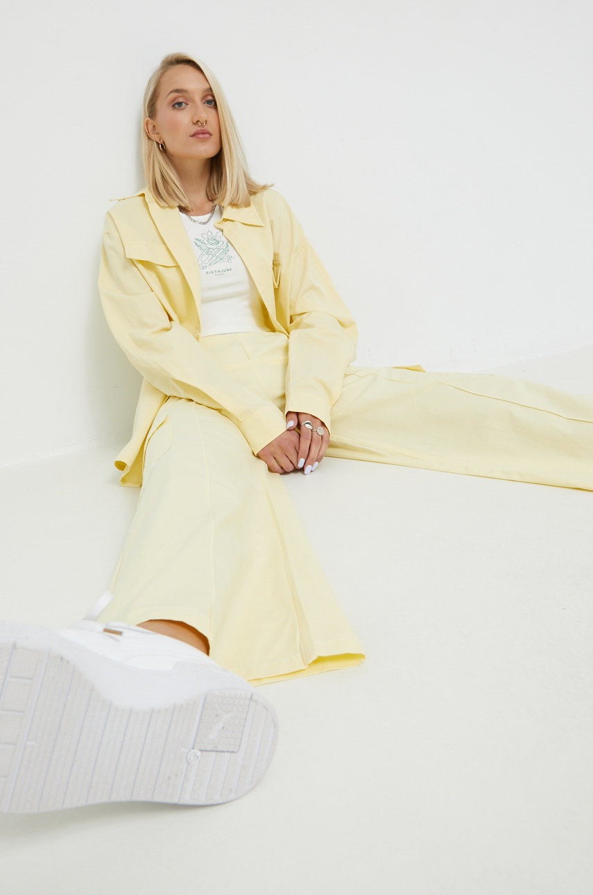 

Хлопковая рубашка Sixth June женская цвет жёлтый relaxed классический воротник