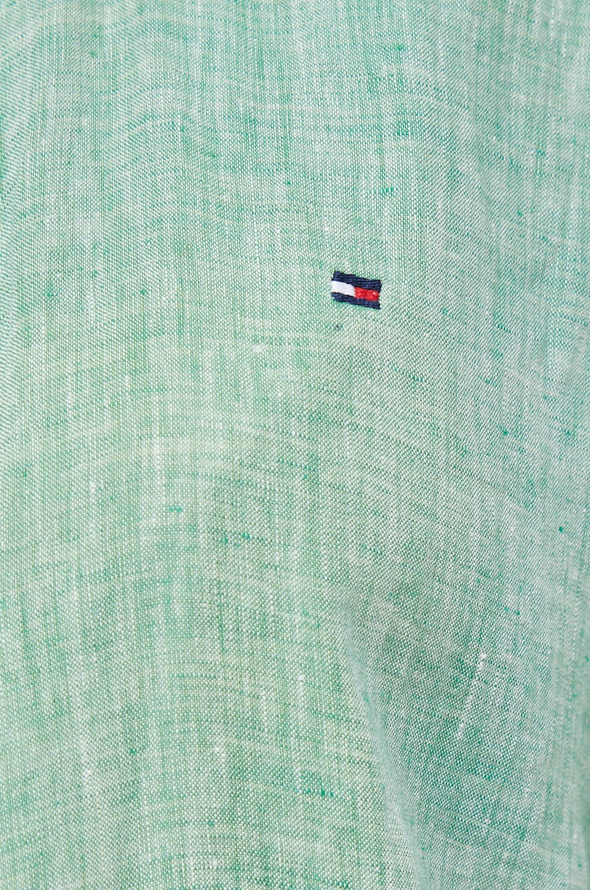

Сорочка з льону Tommy Hilfiger жіноча колір зелений relaxed класичний комір