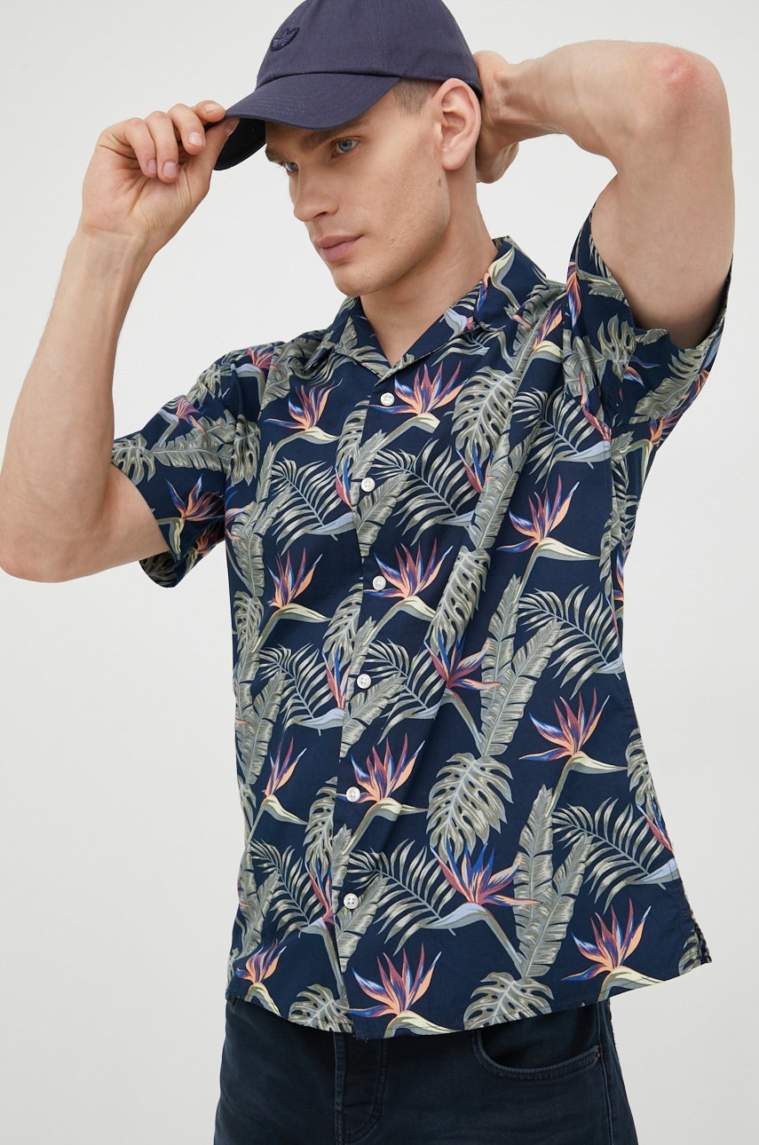 

Памучна риза Jack & Jones мъжка в тъмносиньо със свободна кройка, Тъмносин