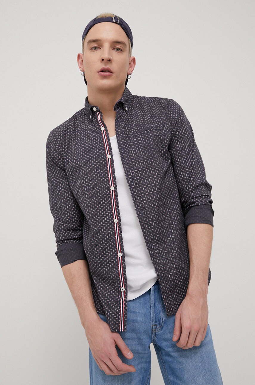 Jack & jones camasa din bumbac barbati, culoarea albastru marin, cu guler clasic, slim