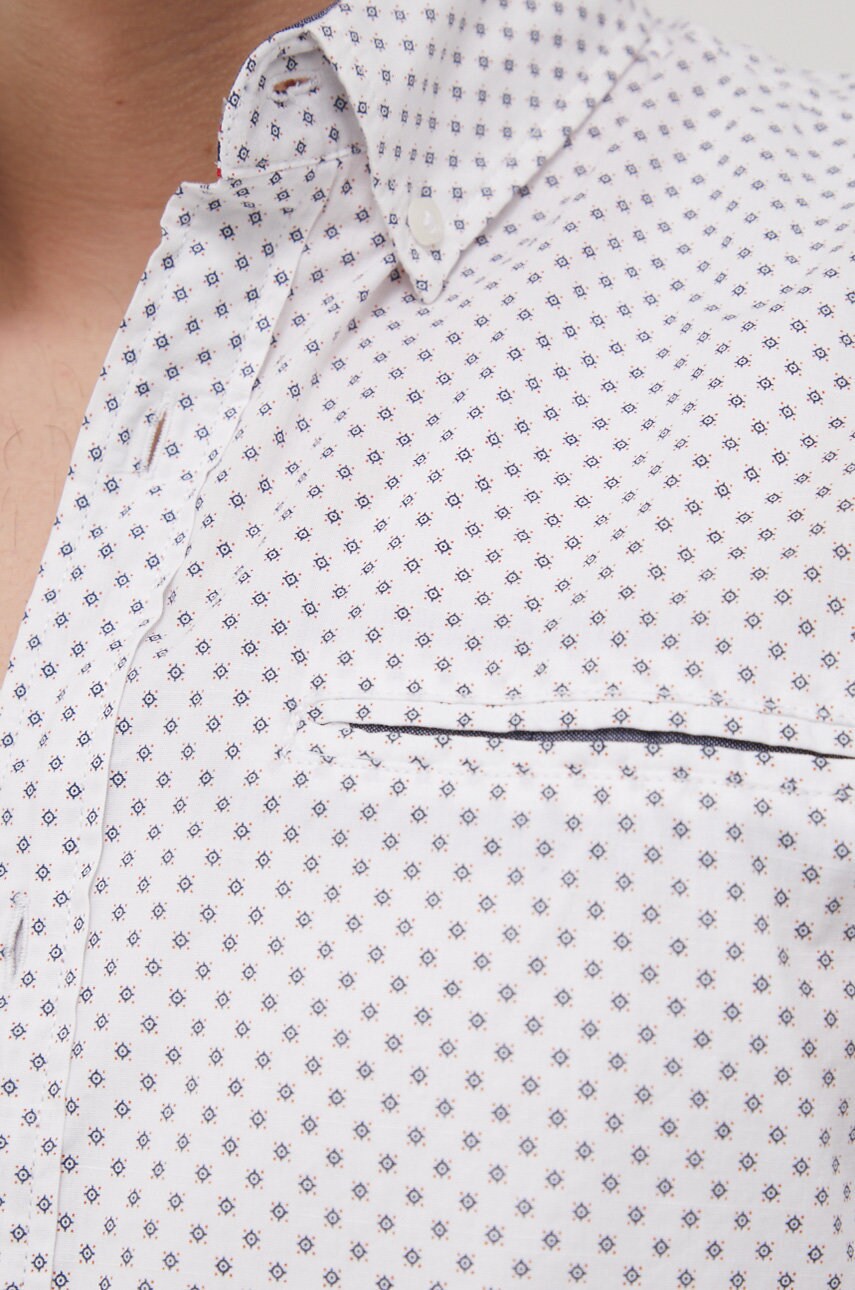 

Бавовняна сорочка Jack & Jones чоловіча колір білий slim комір button-down