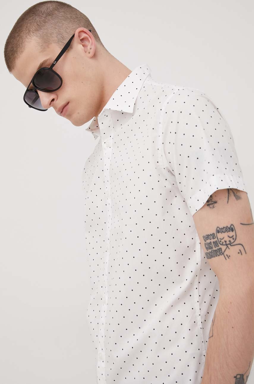 

Риза Jack & Jones мъжка в бяло с кройка по тялото с класическа яка, Бял
