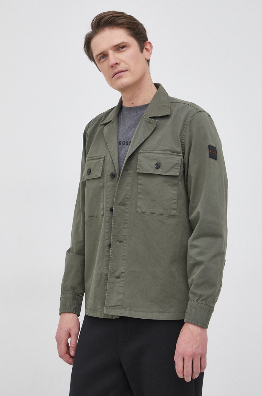 

Риза Boss Casual мъжка в зелено със стандартна кройка, Зелен