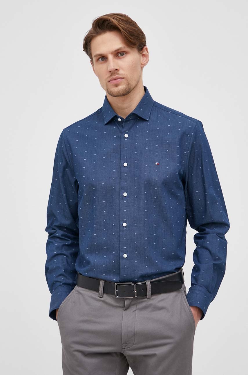 bavlnene-tricko-tommy-hilfiger-panska-tmavomodra-barva-slim-s-italskym-limcem