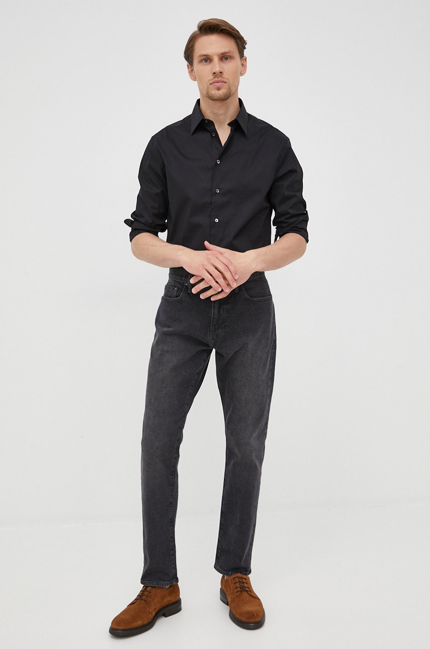 

Сорочка Emporio Armani чоловіча колір чорний regular класичний комір