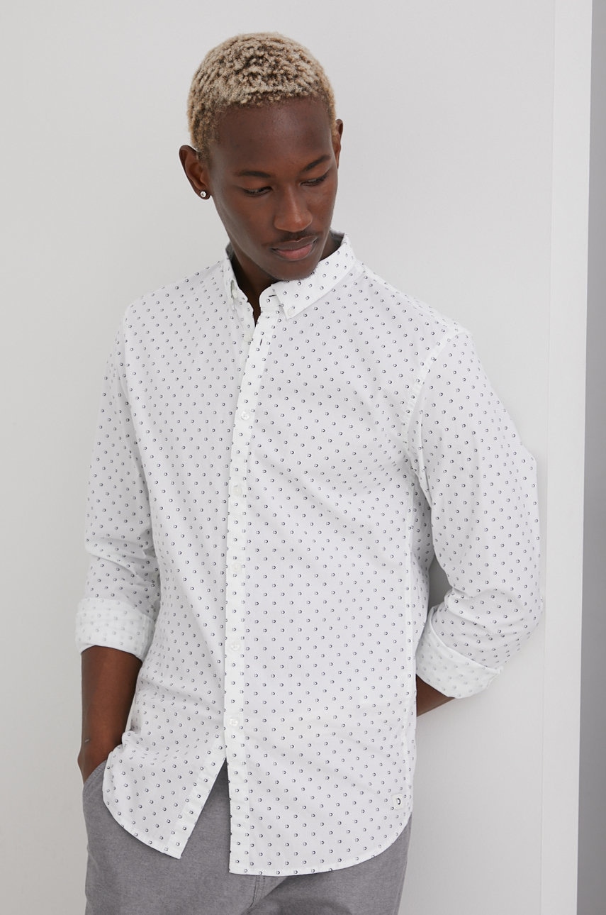 Tom tailor camasa barbati, culoarea alb, cu guler button-down, slim