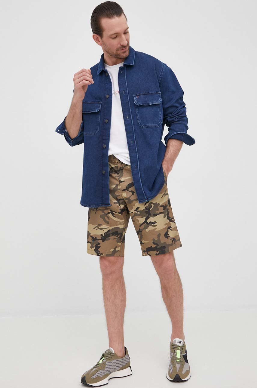 

Рубашка Tommy Hilfiger мужская цвет синий regular классический воротник