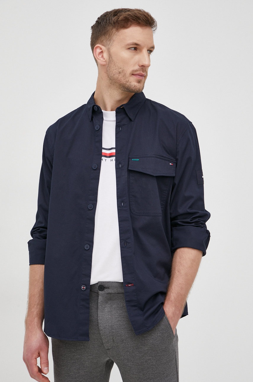 

Риза Tommy Hilfiger мъжка в тъмносиньо със стандартна кройка с класическа яка, Тъмносин