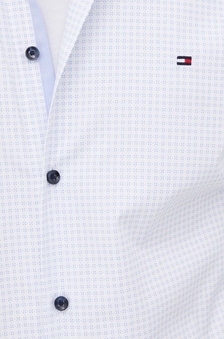 

Хлопковая рубашка Tommy Hilfiger мужская цвет белый slim итальянский воротник