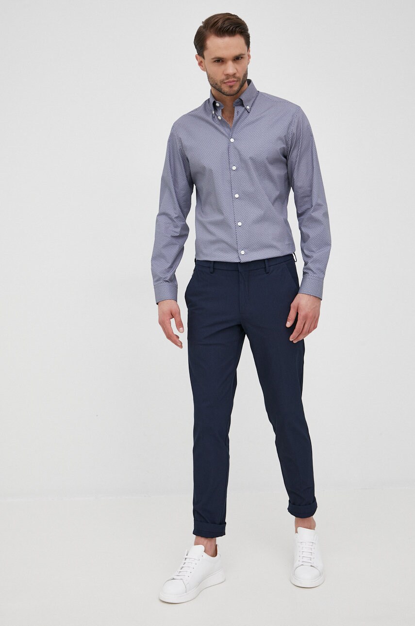 

Хлопковая рубашка Selected Homme Homme мужская цвет синий slim воротник button-down