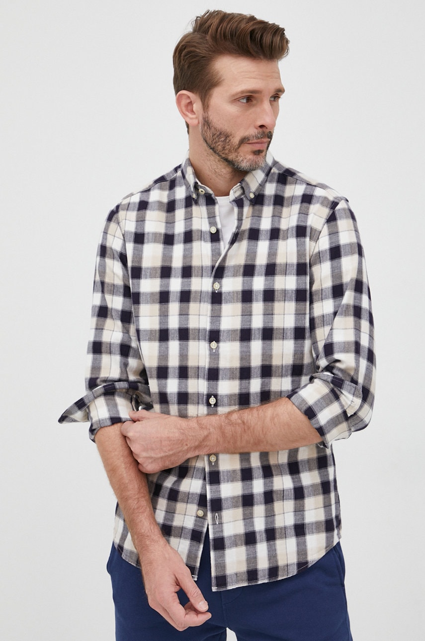 S.oliver camasa din bumbac barbati, culoarea alb, cu guler button-down, slim