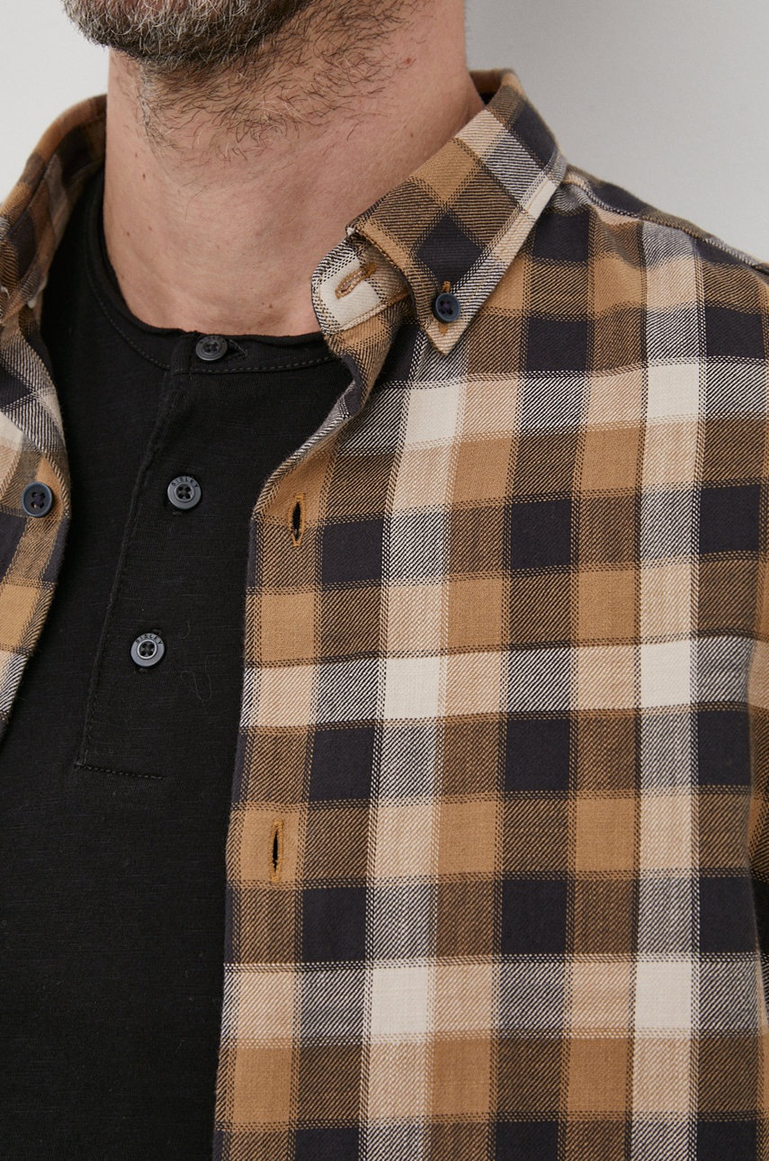 

Бавовняна сорочка .Oliver чоловіча колір коричневий slim комір button-down