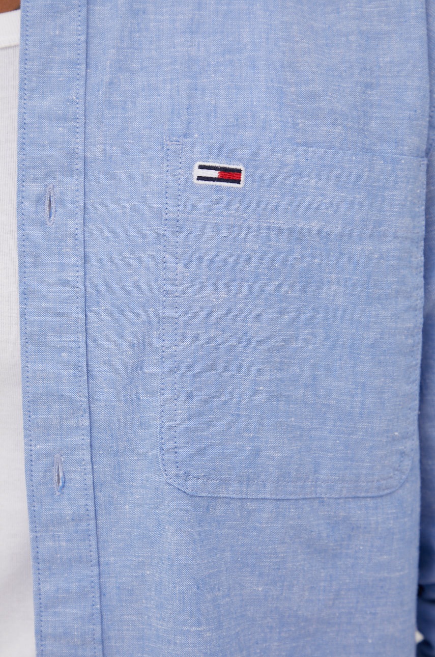 

Сорочка з домішкою льону Tommy Jeans чоловіча regular класичний комір