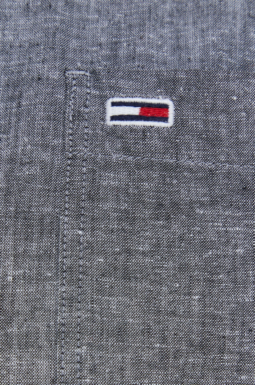 

Сорочка з домішкою льону Tommy Jeans чоловіча колір чорний regular класичний комір