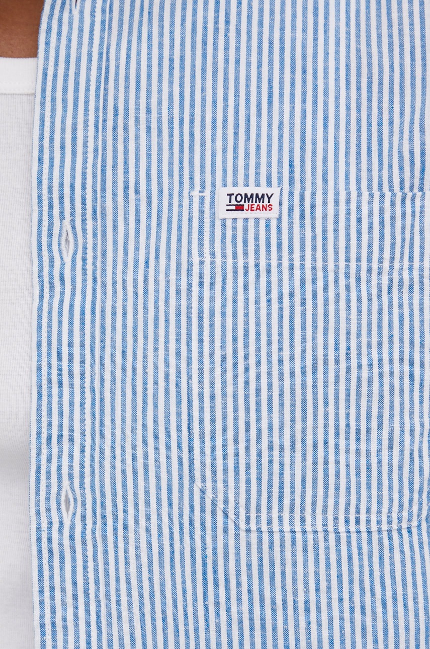 

Рубашка с примесью льна Tommy Jeans мужская regular воротник button-down