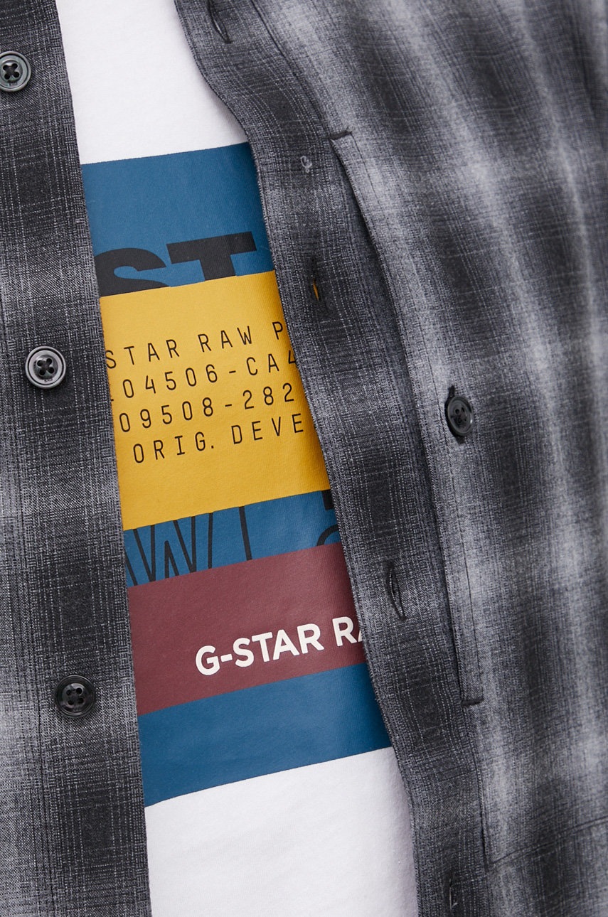 

Шерстяная рубашка G-Star Raw мужская цвет серый regular классический воротник