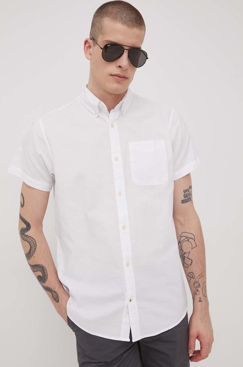 

Памучна риза Produkt by Jack & Jones мъжка в бяло със стандартна кройка с яка с копче, Бял
