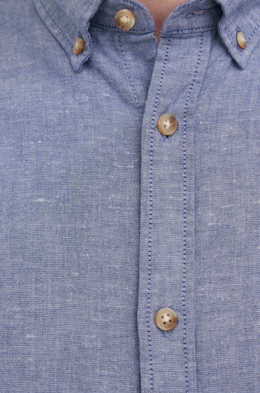 

Рубашка с примесью льна Produkt by Jack & Jones мужская цвет фиолетовый regular воротник button-down