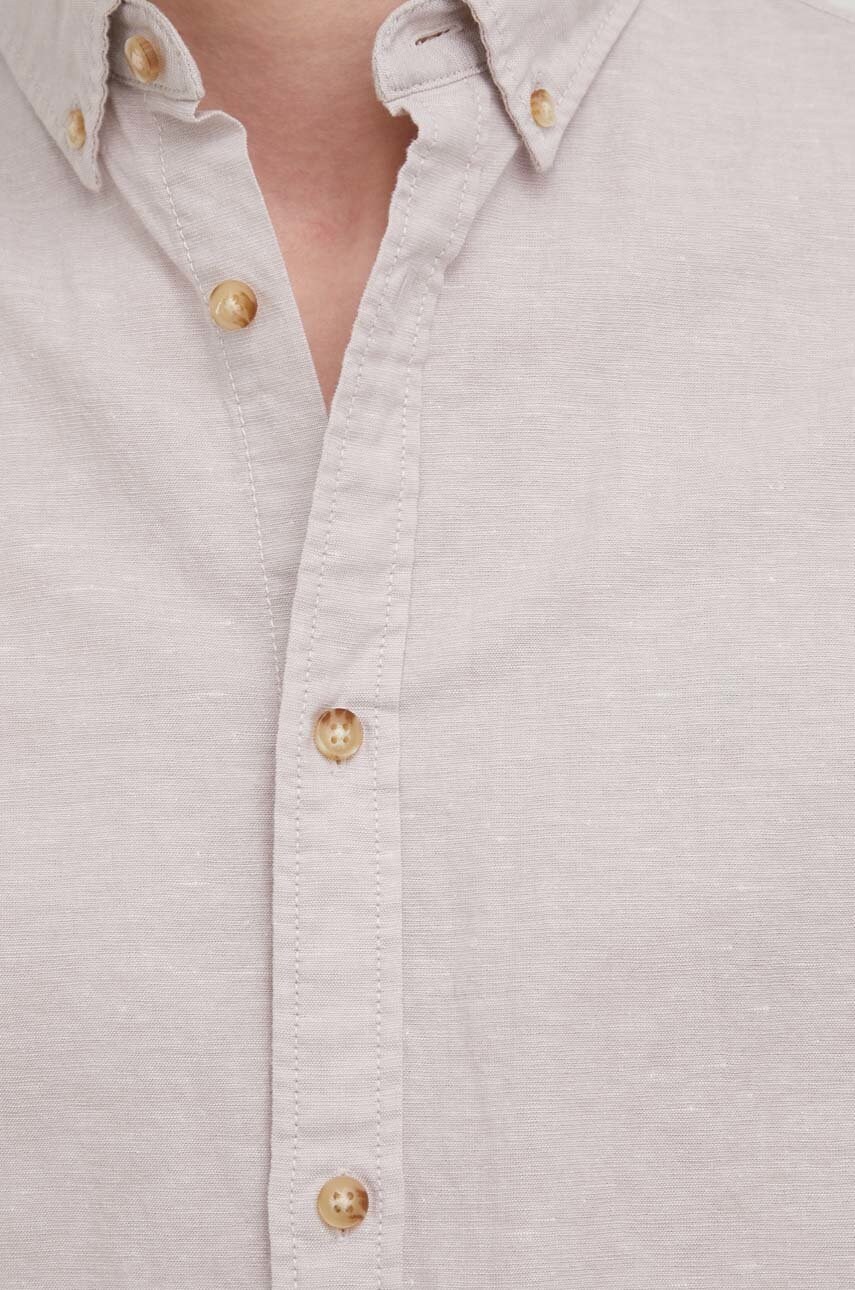 

Сорочка з домішкою льону Produkt by Jack & Jones чоловіча колір сірий regular комір button-down