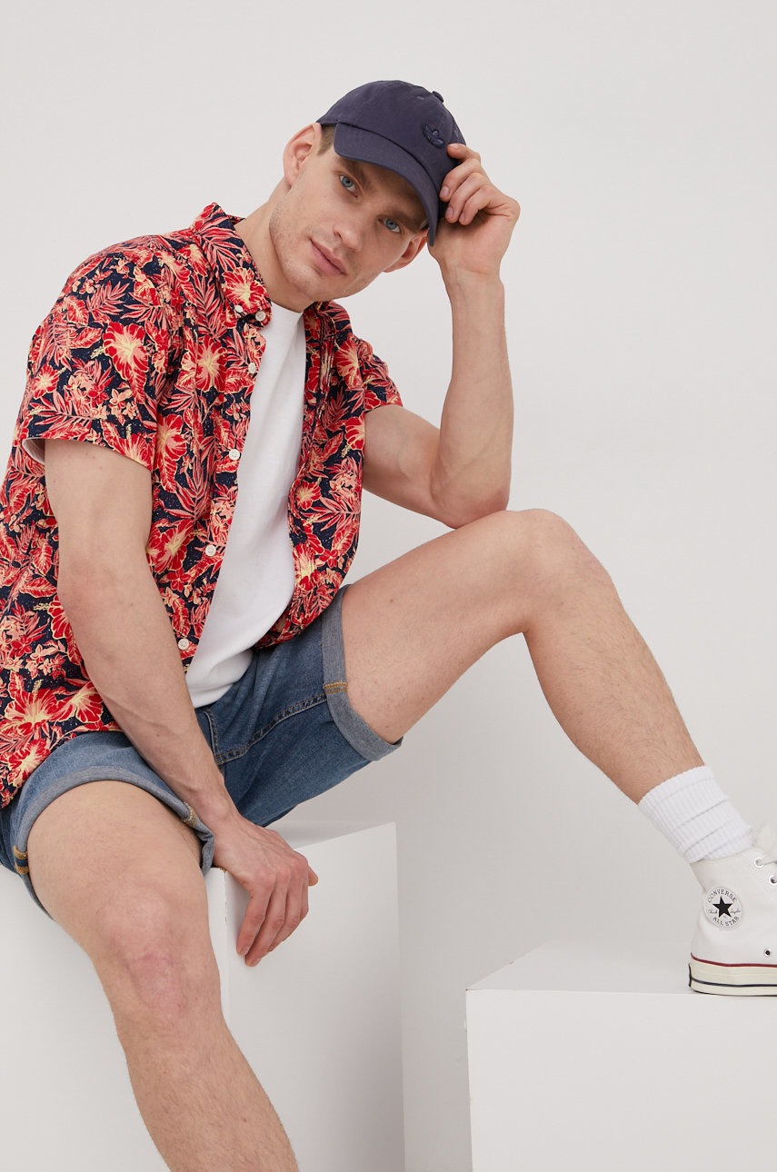 

Памучна риза Produkt by Jack & Jones мъжка в червено със стандартна кройка с яка с копче, Червен