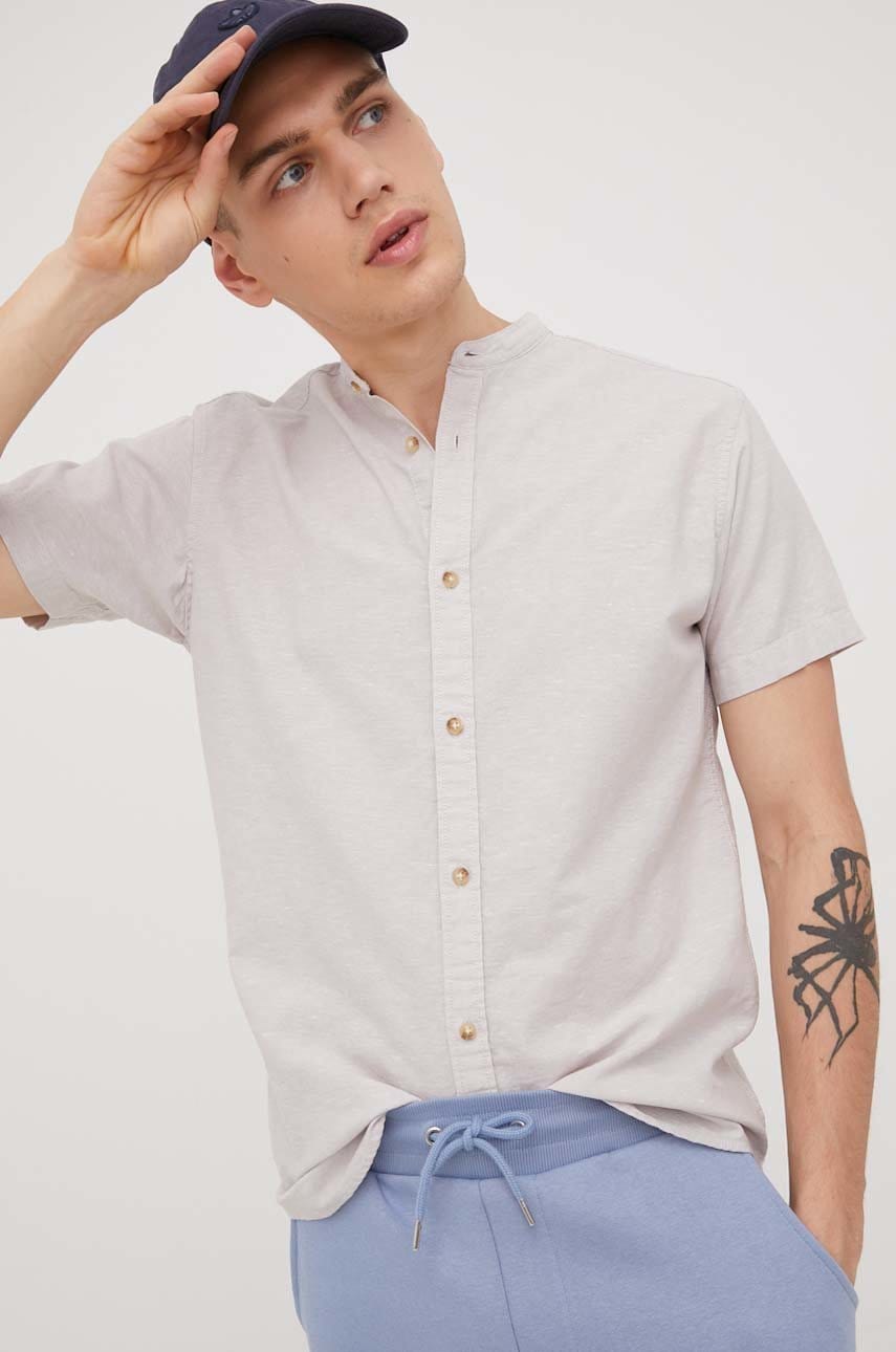 Produkt by jack & jones camasa barbati, culoarea gri, cu guler clasic, regular