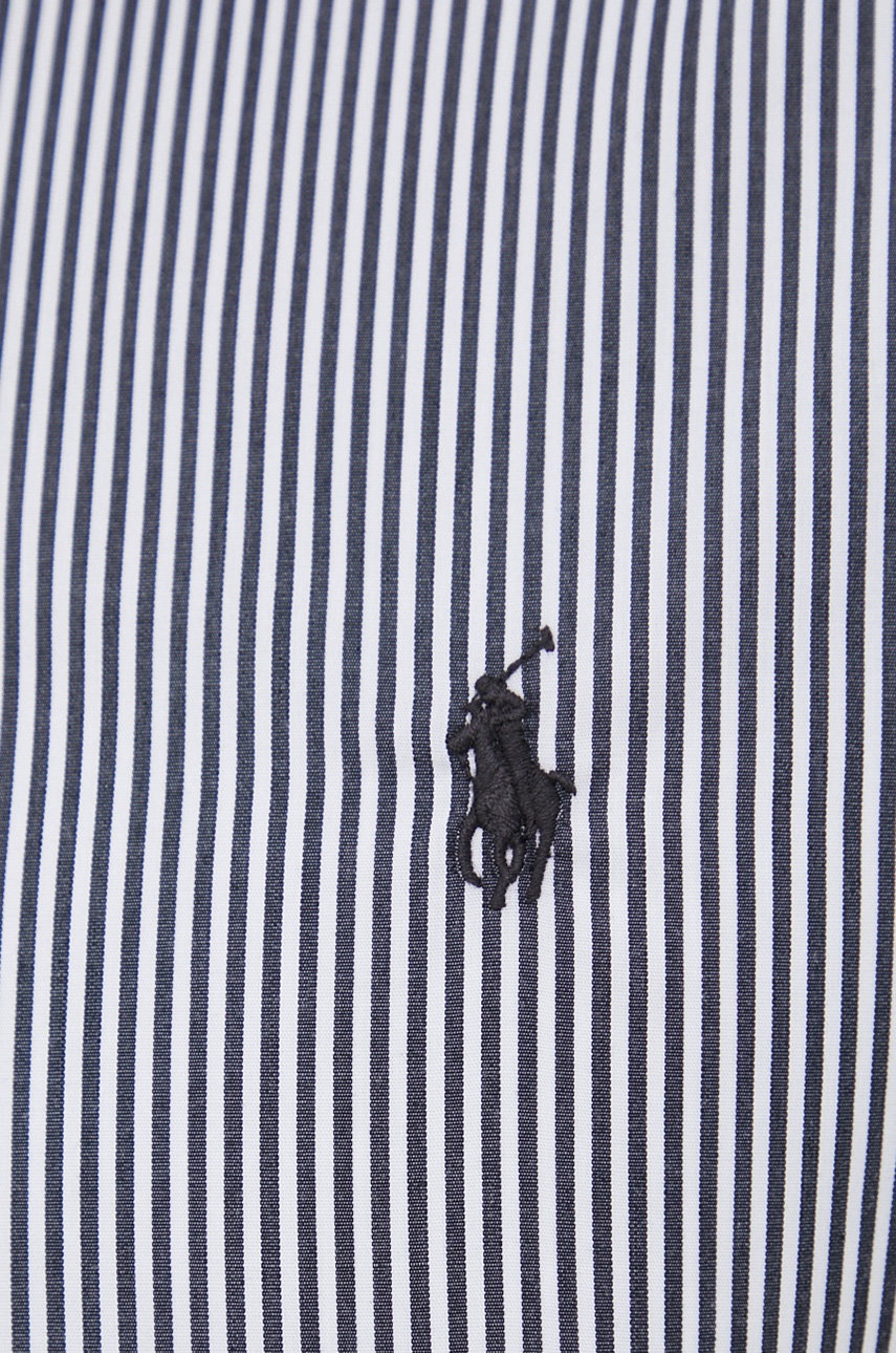 

Хлопковая рубашка Polo Ralph Lauren мужская цвет чёрный slim классический воротник