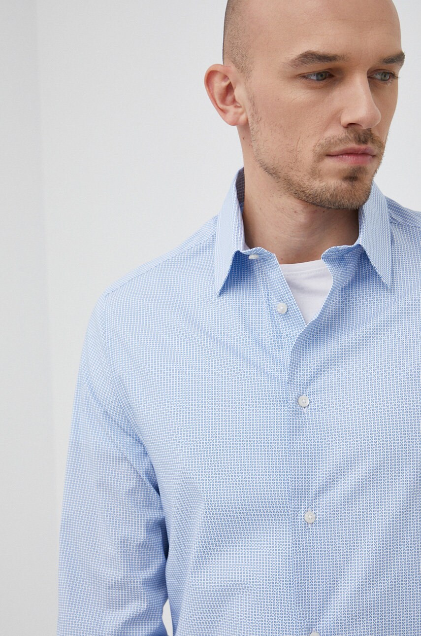 Trussardi camasa barbati, cu guler clasic, slim