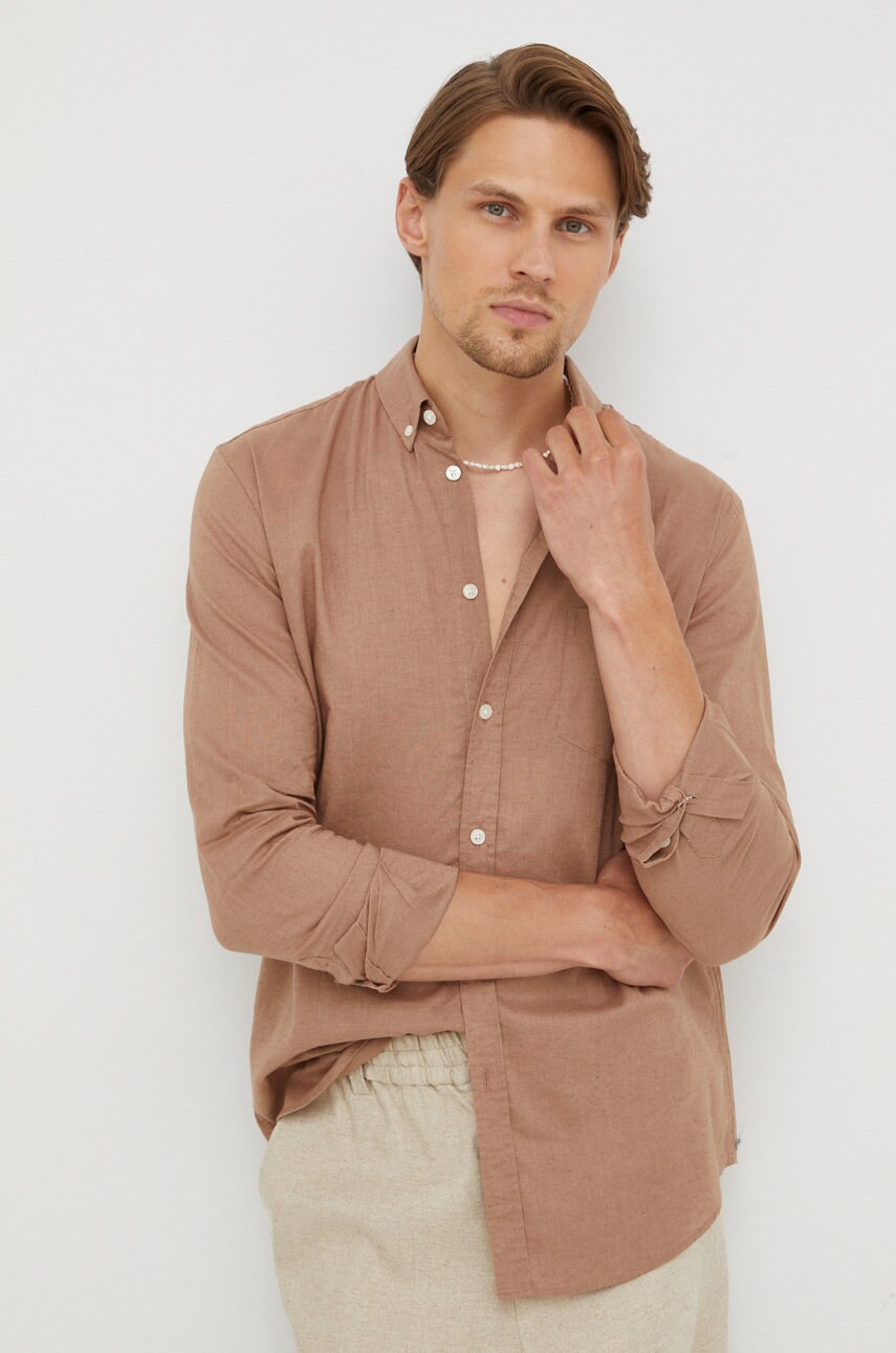 

Льняная рубашка Samsoe Samsoe мужская regular воротник button-down