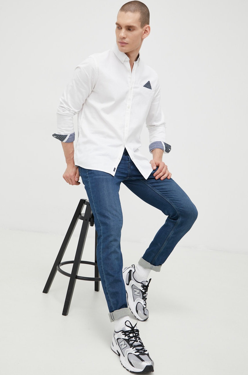 

Сорочка Tom Tailor чоловіча колір білий slim комір button-down