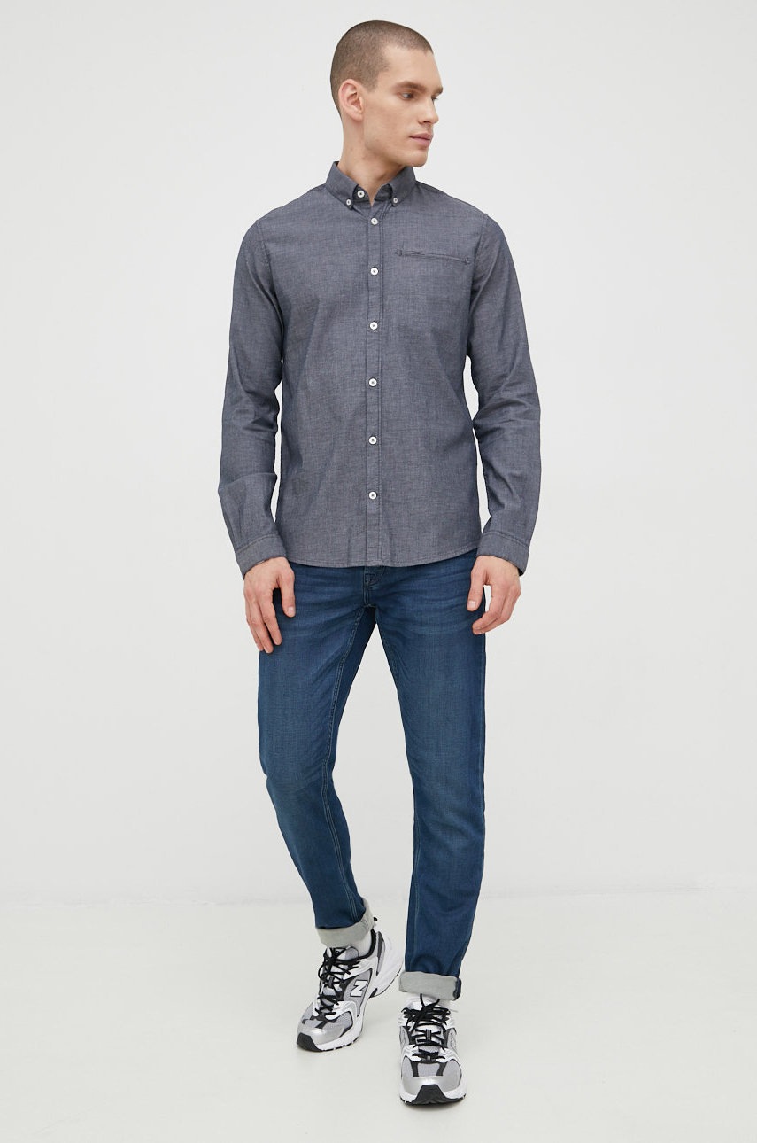

Сорочка Tom Tailor чоловіча колір сірий slim комір button-down