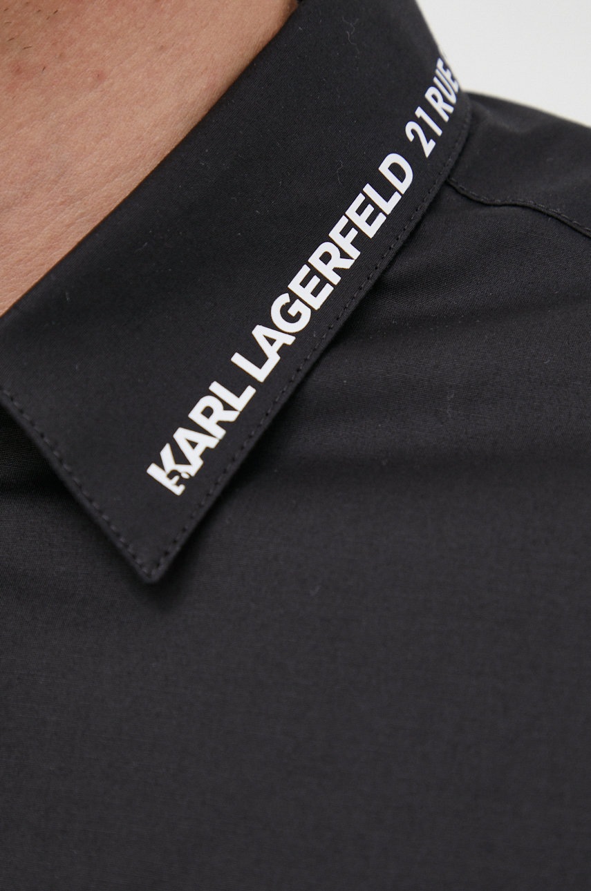 

Рубашка Karl Lagerfeld мужская цвет чёрный regular классический воротник