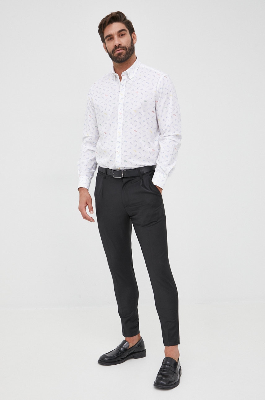 Paul&shark camasa barbati, culoarea alb, cu guler button-down, regular
