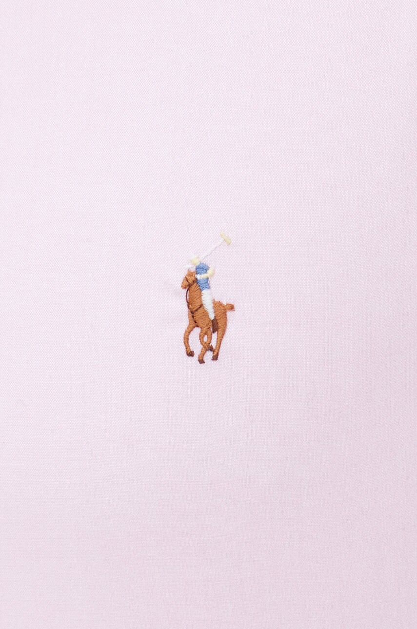 

Хлопковая рубашка Polo Ralph Lauren мужская цвет розовый slim воротник button-down