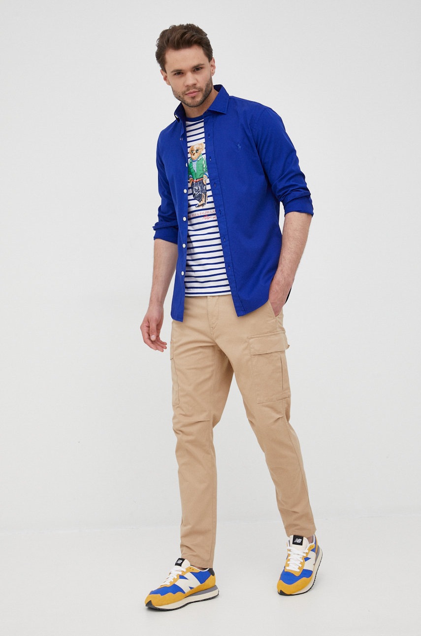 

Хлопковая рубашка Polo Ralph Lauren мужская slim классический воротник