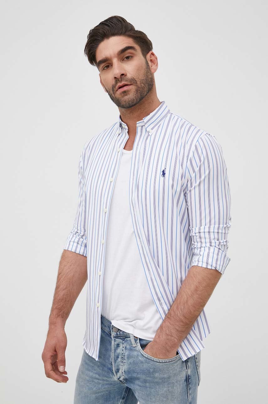 

Риза Polo Ralph Lauren мъжка с кройка по тялото с яка с копче, Многоцветен