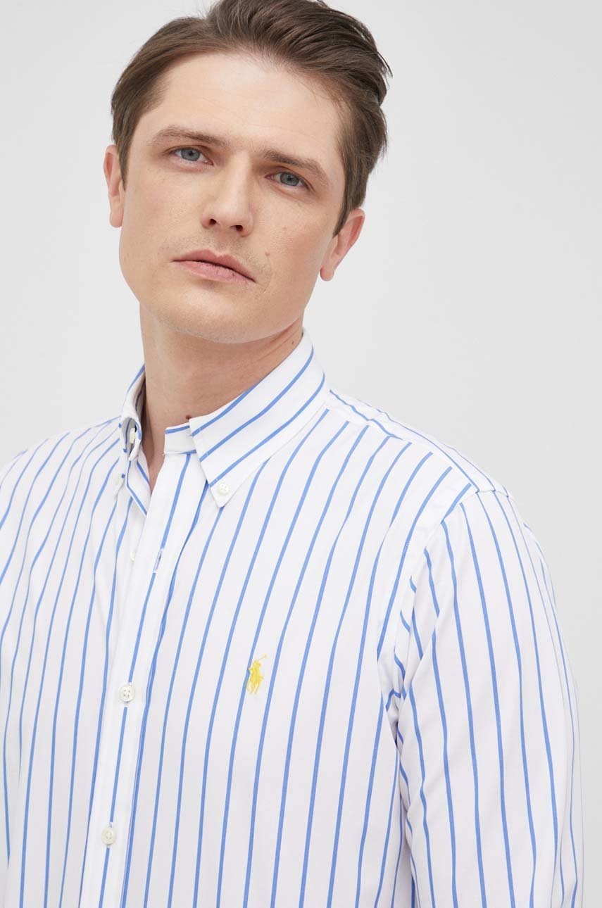 

Риза Polo Ralph Lauren мъжка със стандартна кройка с яка с копче, Син