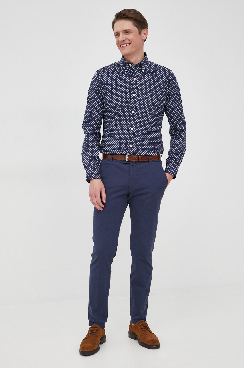 

Сорочка Polo Ralph Lauren чоловіча колір синій regular комір button-down