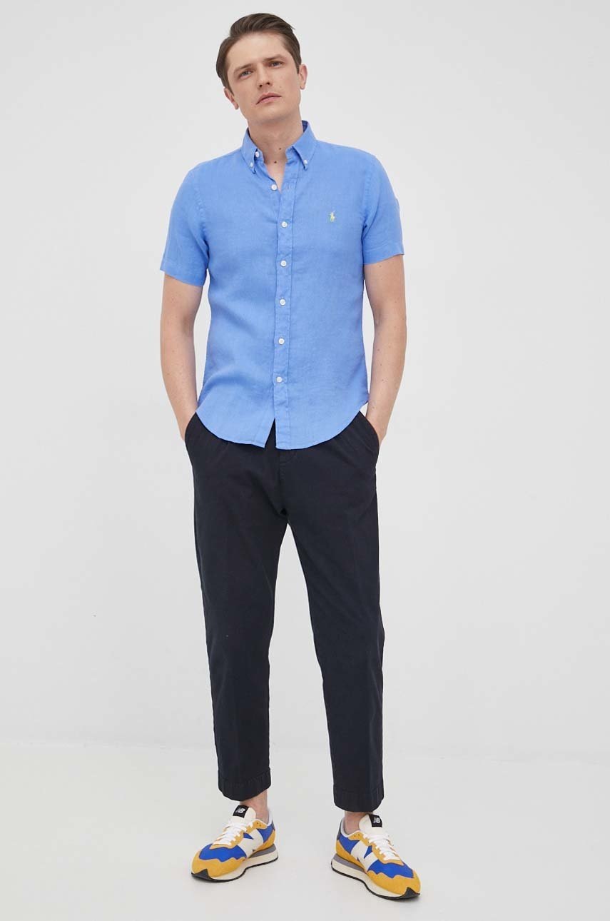 

Сорочка з льону Polo Ralph Lauren чоловіча slim комір button-down