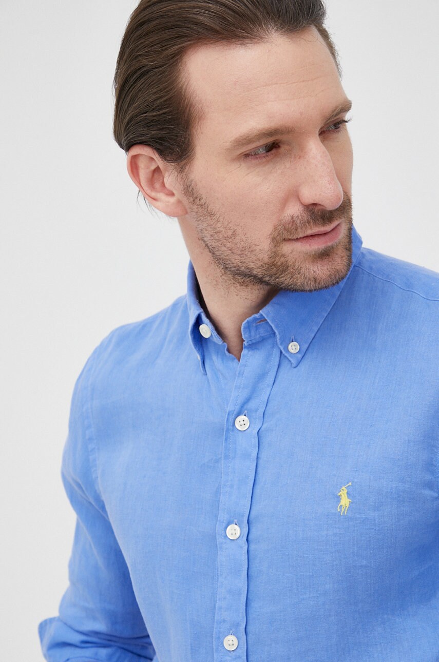 

Сорочка з льону Polo Ralph Lauren чоловіча slim комір button-down