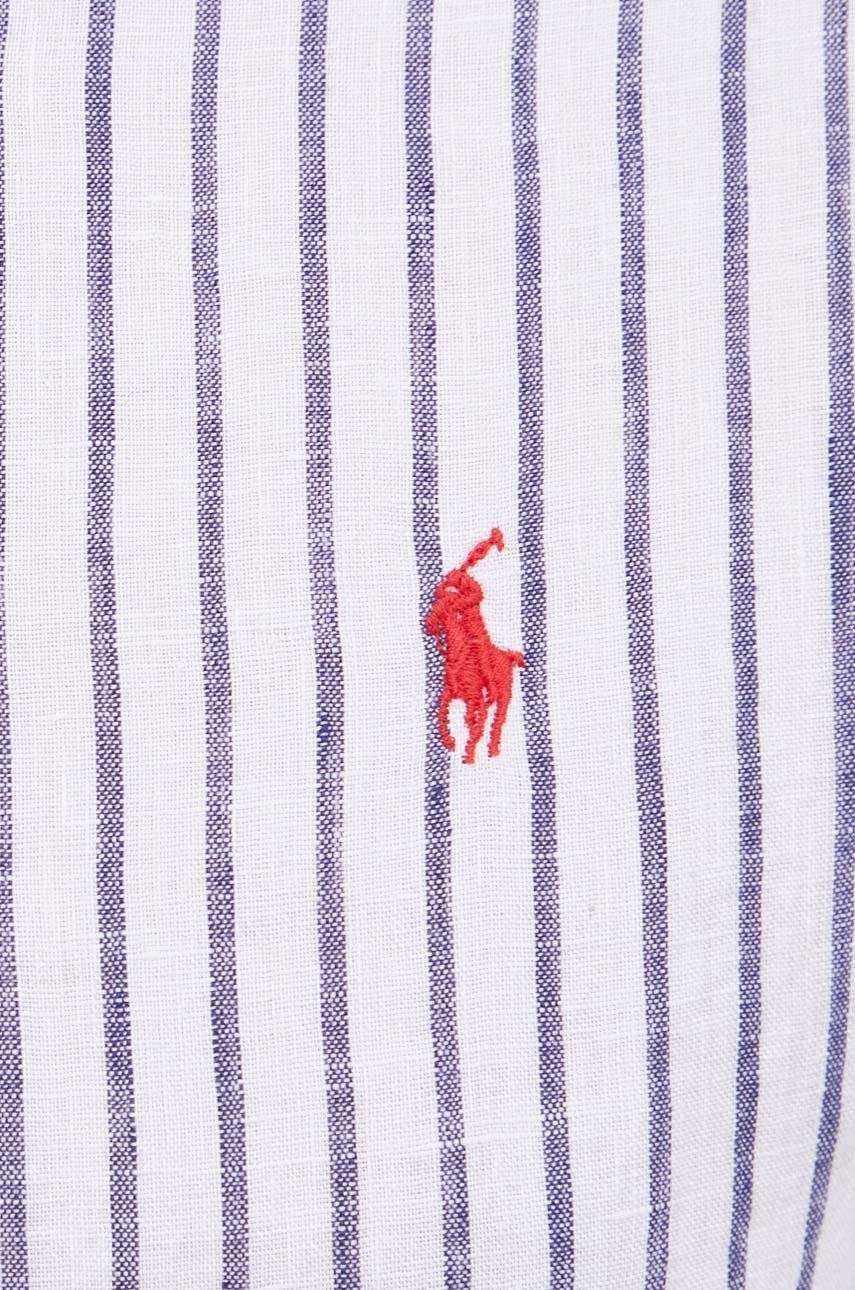 

Сорочка з льону Polo Ralph Lauren чоловіча колір білий slim комір button-down