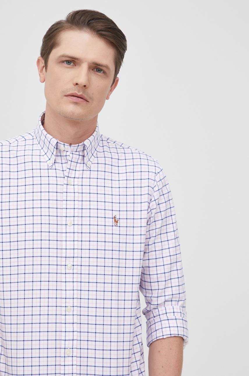 

Памучна риза Polo Ralph Lauren мъжка със стандартна кройка с яка с копче, Многоцветен