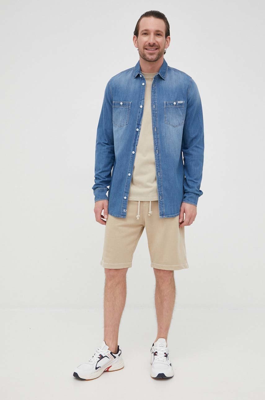 

Джинсовая рубашка Pepe Jeans Portland мужская regular классический воротник