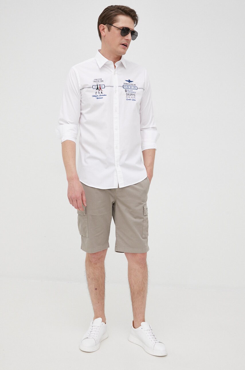 

Сорочка Aeronautica Militare чоловіча колір білий slim класичний комір