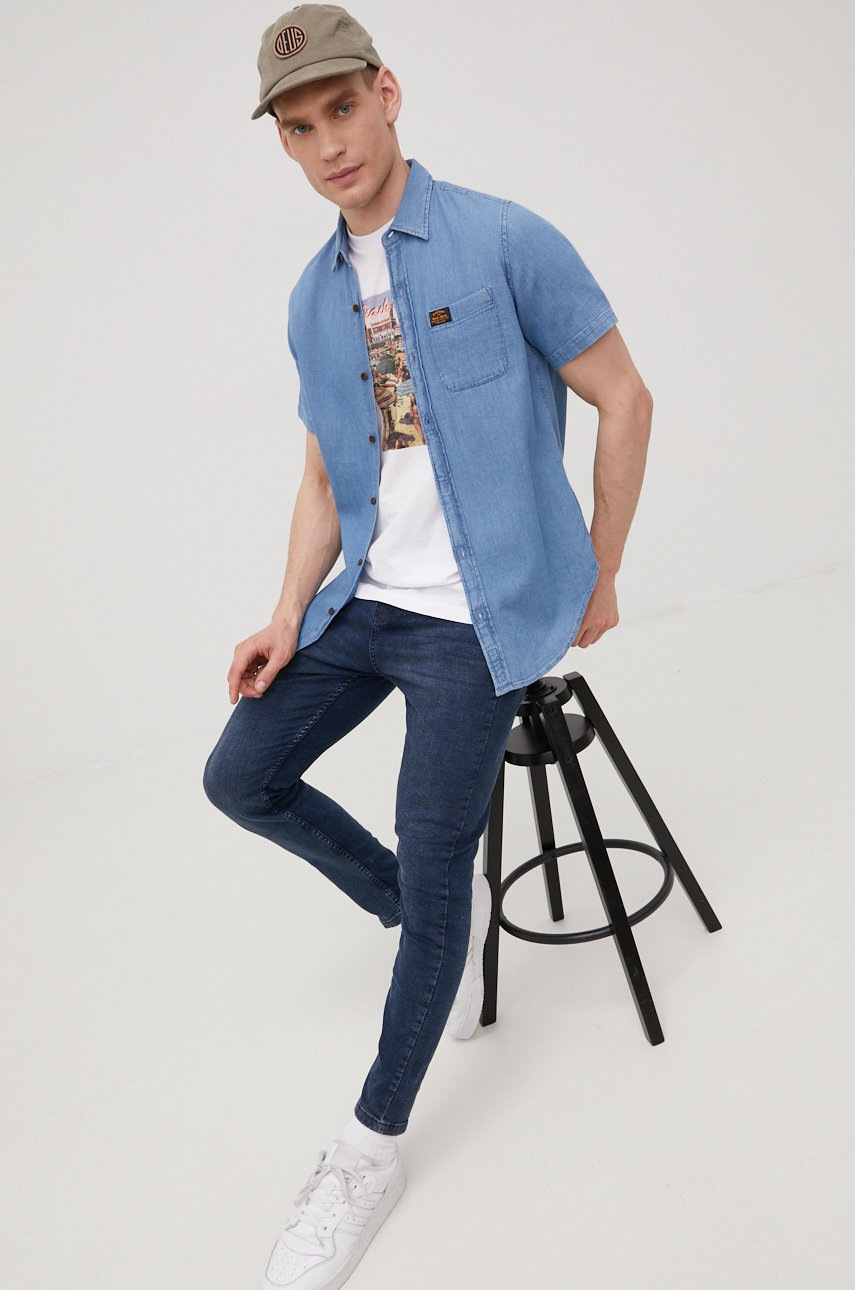 

Хлопковая рубашка Superdry мужская regular классический воротник