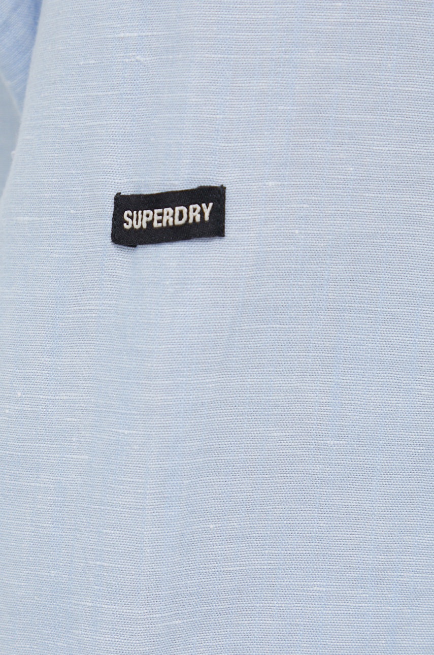 

Сорочка з льону Superdry чоловіча regular зі стійкою