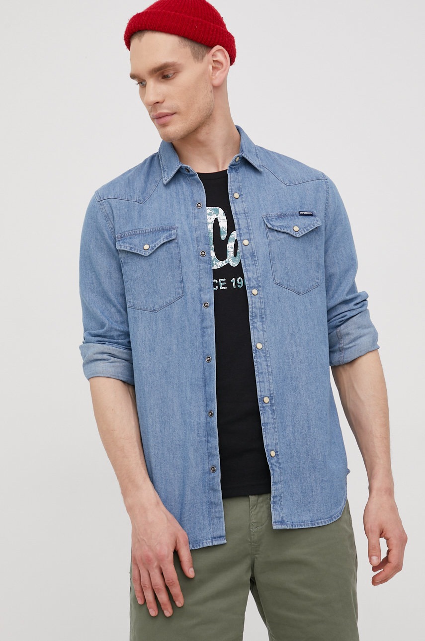 

Бавовняна сорочка Superdry чоловіча regular класичний комір
