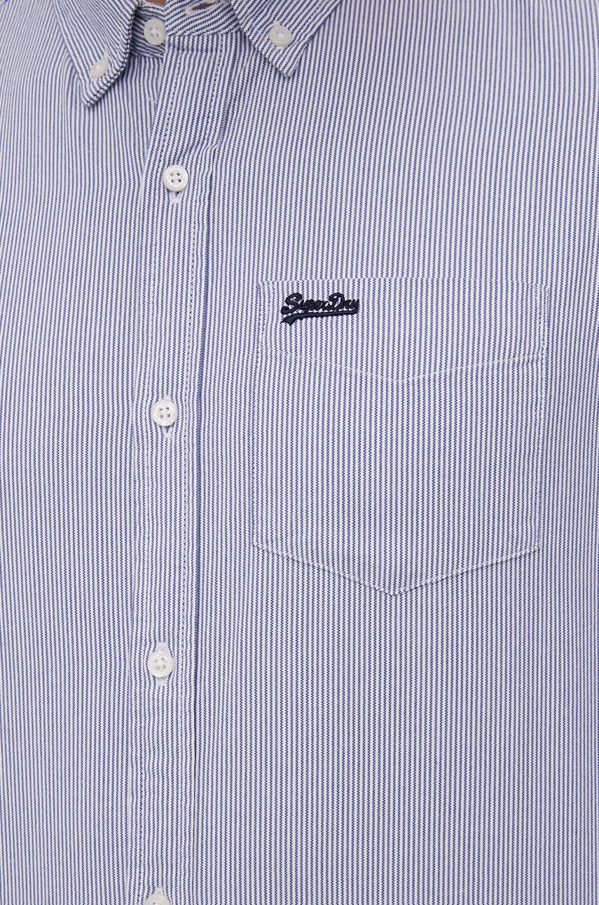 

Хлопковая рубашка Superdry мужская цвет синий regular воротник button-down